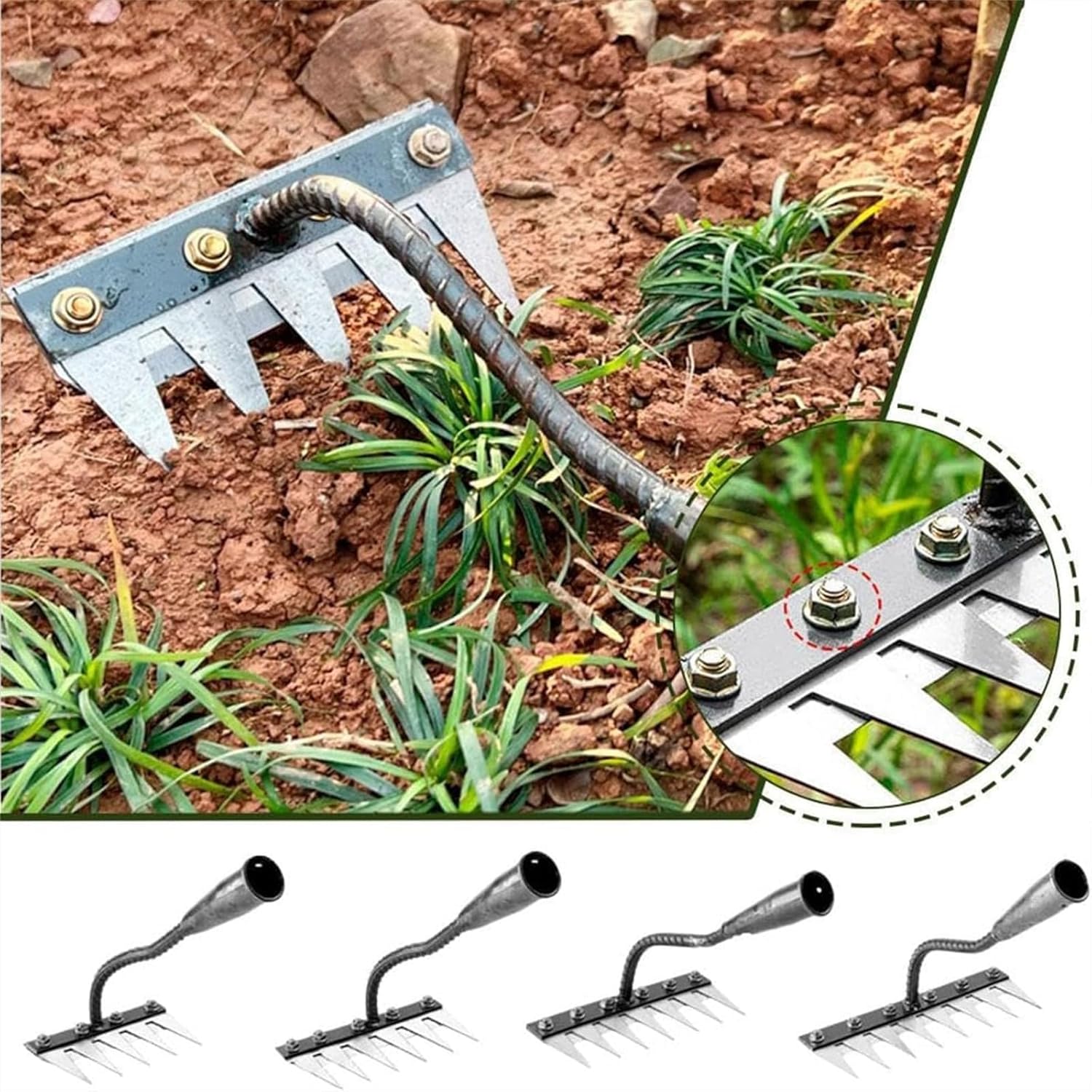 5/6/7/8 Teeth Metal Rake Garde - Agriculture Farming Hand Tools 评论和价格